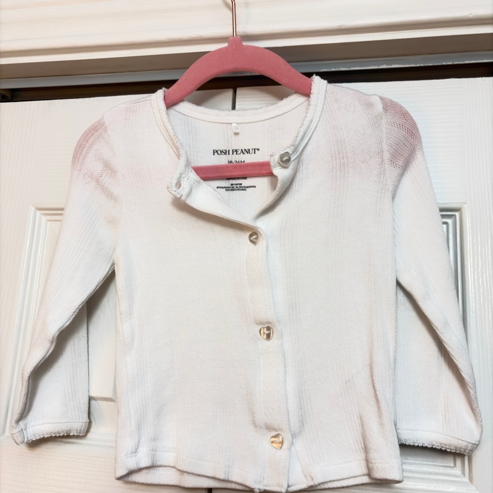Posh Peanut White Pointelle Cardigan